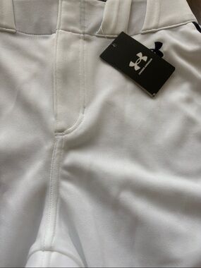 Under Armour White Performance Baseball Pants with Logo Tag